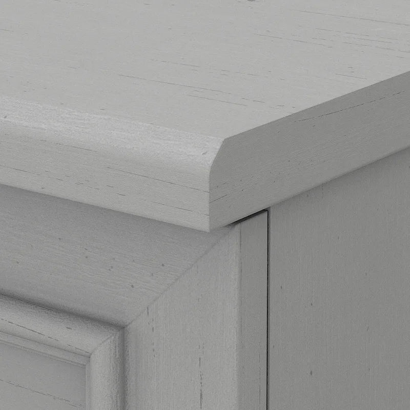 2-Drawer Lateral File Cabinet with Wood Top Off-White Farmhouse Style