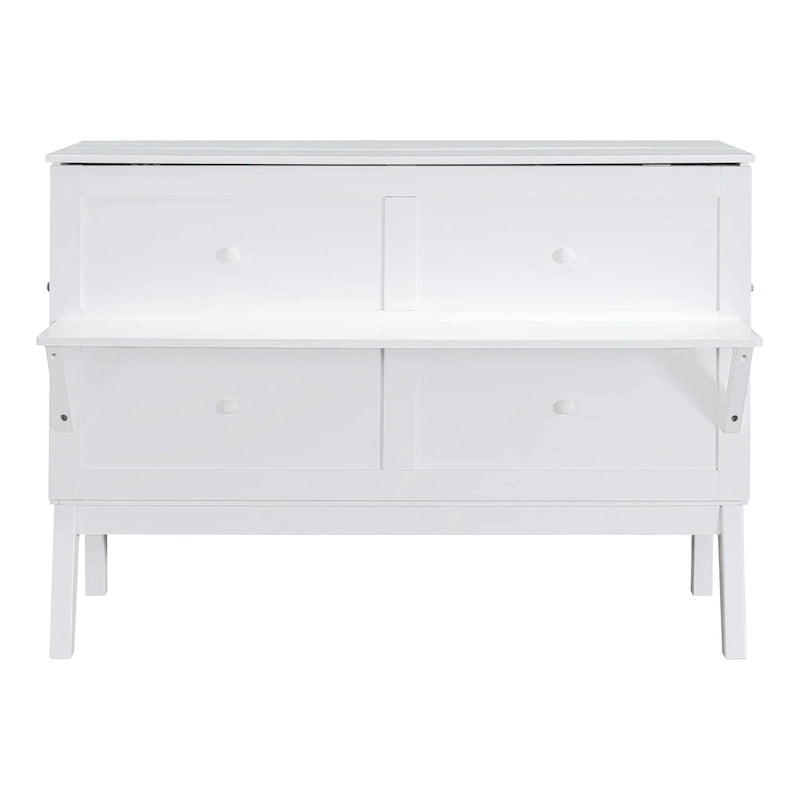 Queen Murphy Bed with USB Charging Port and Sliding Shelves, Gray