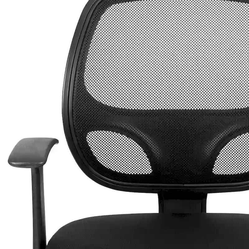 Sedia da ufficio ergonomica girevole in rete, con schienale medio e braccioli fissi, nera o grigia