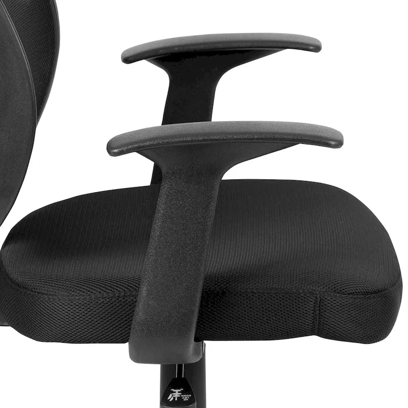 Sedia da ufficio ergonomica girevole in rete, con schienale medio e braccioli fissi, nera o grigia