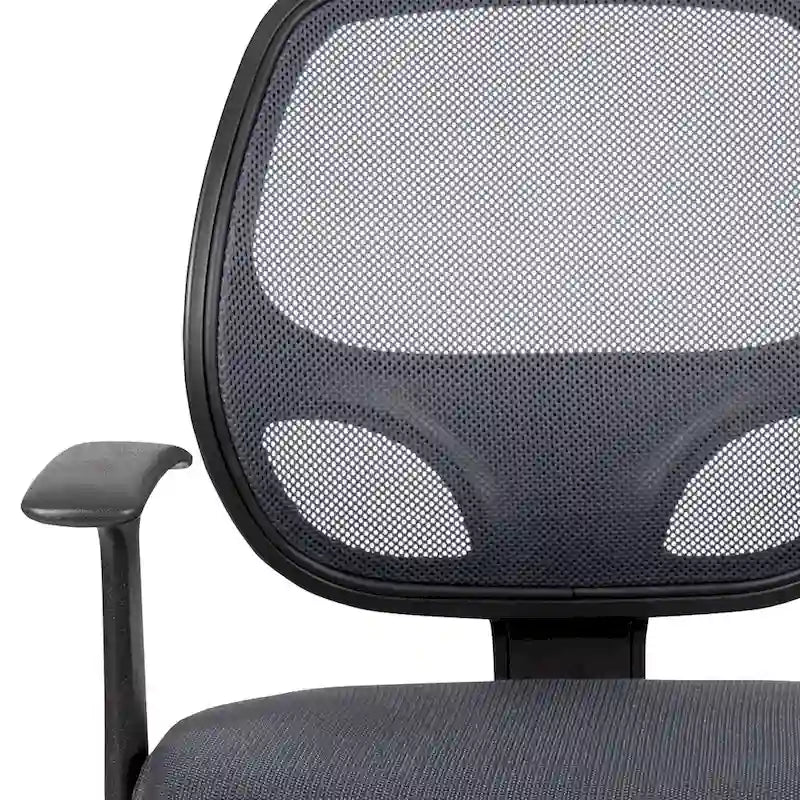 Sedia da ufficio ergonomica girevole in rete, con schienale medio e braccioli fissi, nera o grigia