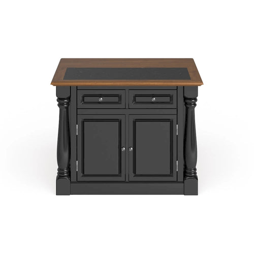 Isola da cucina in rovere nero con piano in granito incassato, ribaltabile e spazio contenitore