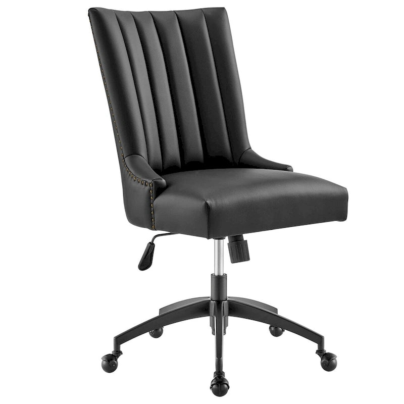 Bürostuhl aus veganem Leder mit Kanalheftung, 360°-Drehfunktion und verstellbarer Höhe