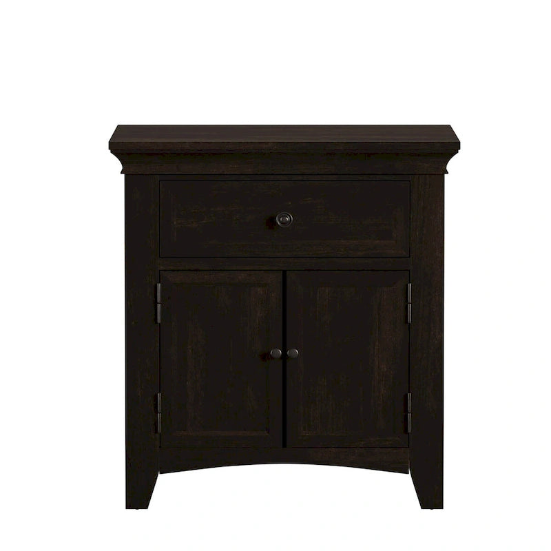 Wood Cupboard Nightstand with Charging Station and USB Ports, Multiple Colors