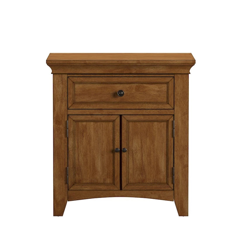 Table de chevet en bois avec placard, station de recharge et ports USB, plusieurs coloris