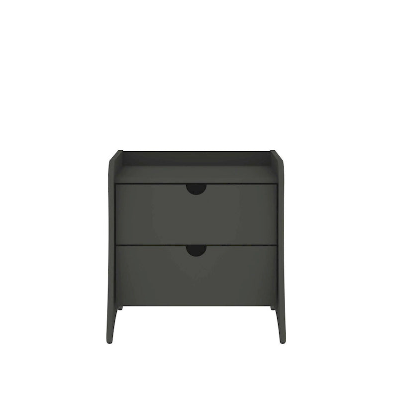 Nachttisch im Mid-Century-Modern-Stil mit 2 Schubladen in Grau und Weiß