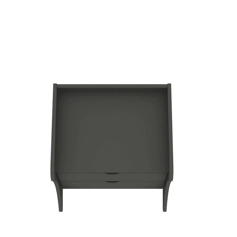 Nachttisch im Mid-Century-Modern-Stil mit 2 Schubladen in Grau und Weiß