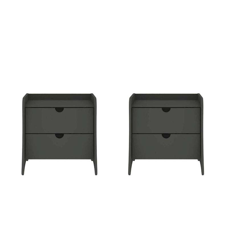 Nachttisch im Mid-Century-Modern-Stil mit 2 Schubladen in Grau und Weiß
