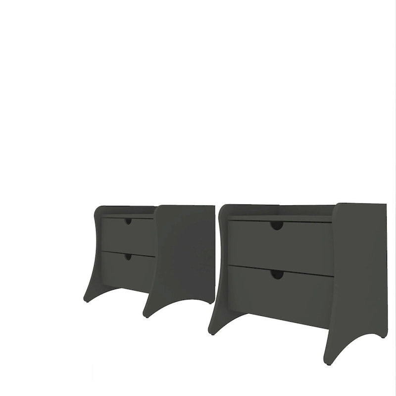 Nachttisch im Mid-Century-Modern-Stil mit 2 Schubladen in Grau und Weiß
