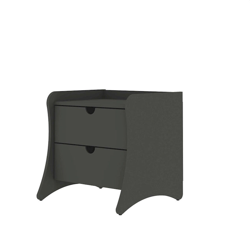 Nachttisch im Mid-Century-Modern-Stil mit 2 Schubladen in Grau und Weiß