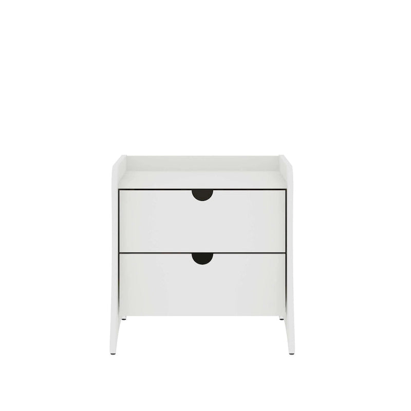 Nachttisch im Mid-Century-Modern-Stil mit 2 Schubladen in Grau und Weiß