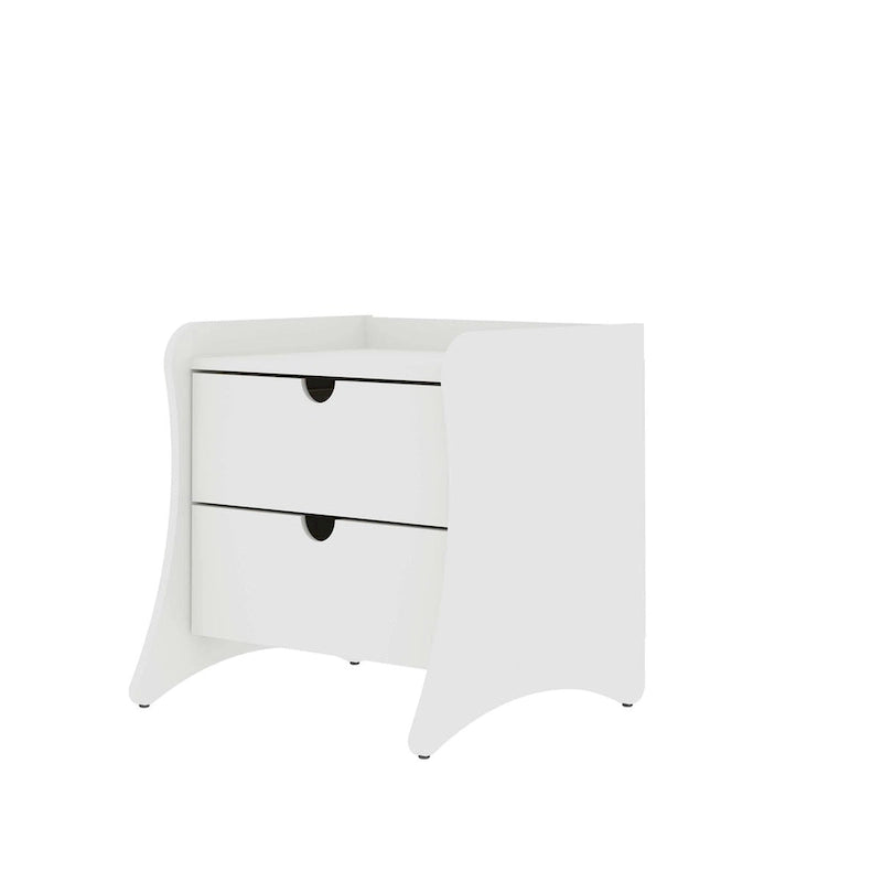 Nachttisch im Mid-Century-Modern-Stil mit 2 Schubladen in Grau und Weiß