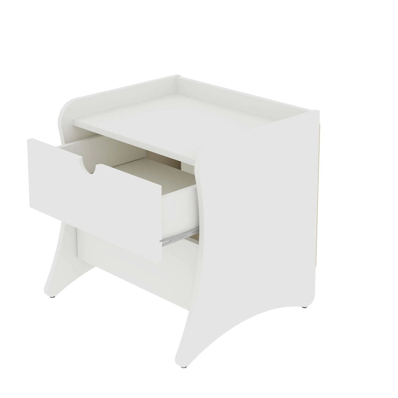 Nachttisch im Mid-Century-Modern-Stil mit 2 Schubladen in Grau und Weiß