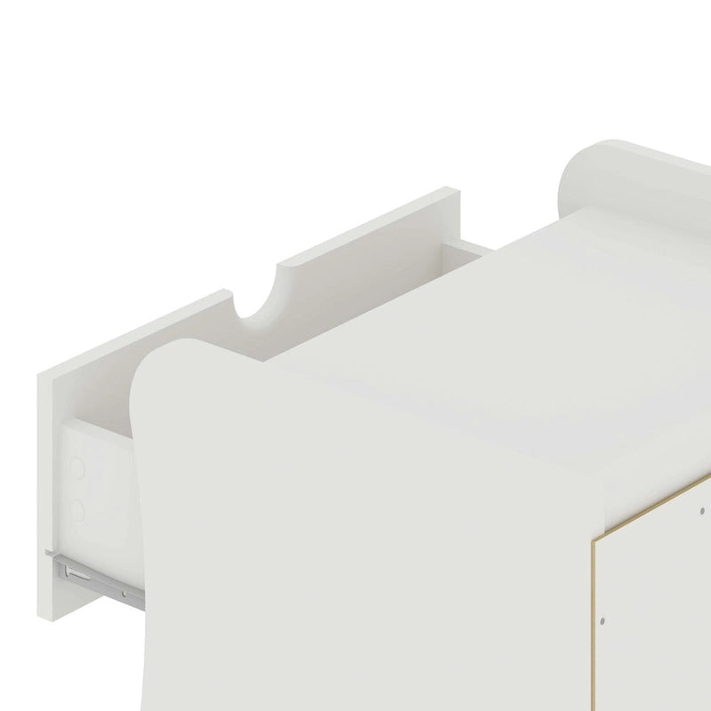 Nachttisch im Mid-Century-Modern-Stil mit 2 Schubladen in Grau und Weiß