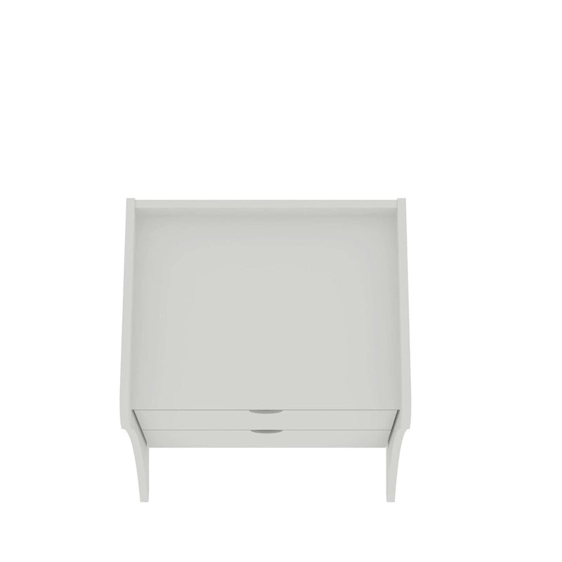 Nachttisch im Mid-Century-Modern-Stil mit 2 Schubladen in Grau und Weiß