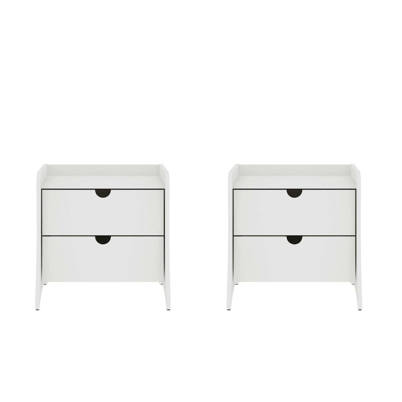 Nachttisch im Mid-Century-Modern-Stil mit 2 Schubladen in Grau und Weiß