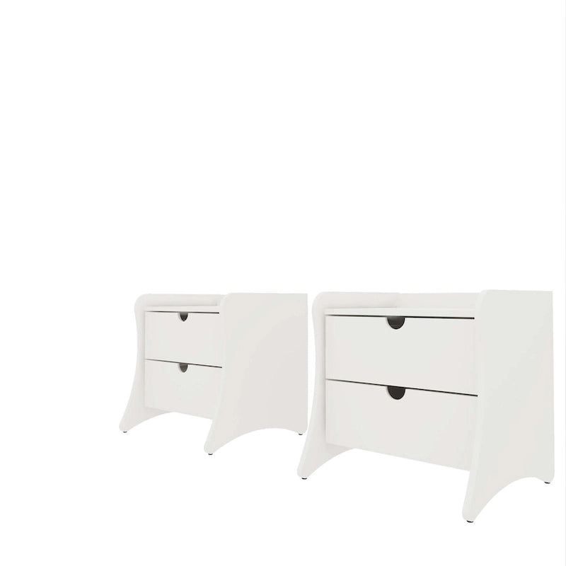 Nachttisch im Mid-Century-Modern-Stil mit 2 Schubladen in Grau und Weiß