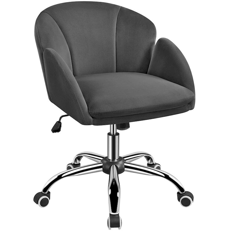 Velvet Swivel Accent Armchair with Adjustable Height and Flower Petal Back