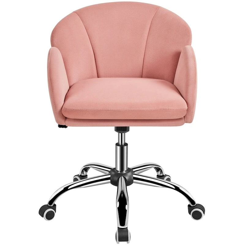 Velvet Swivel Accent Armchair with Adjustable Height and Flower Petal Back