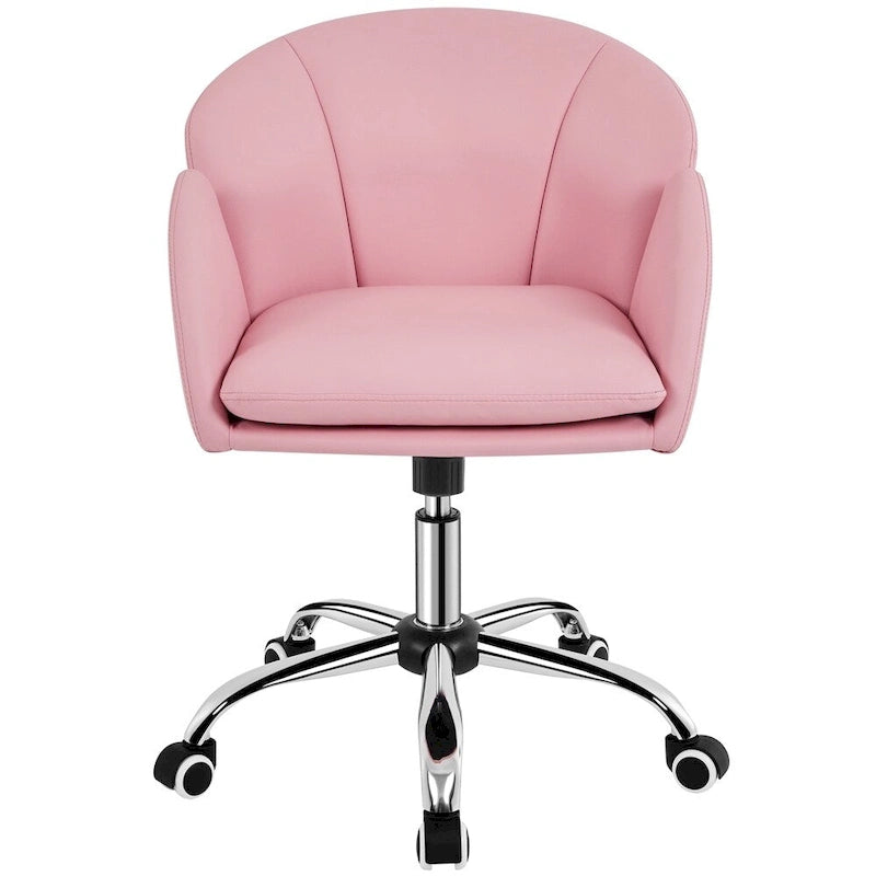 Draaibare accentfauteuil van fluweel met verstelbare hoogte en rugleuning in bloembladstijl