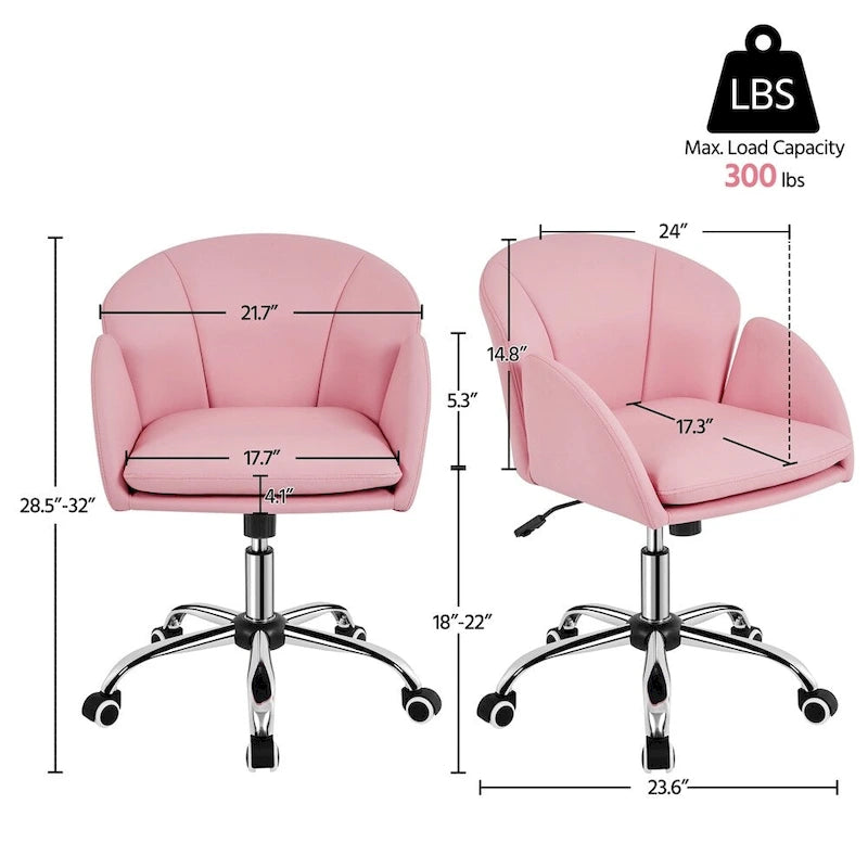 Draaibare accentfauteuil van fluweel met verstelbare hoogte en rugleuning in bloembladstijl