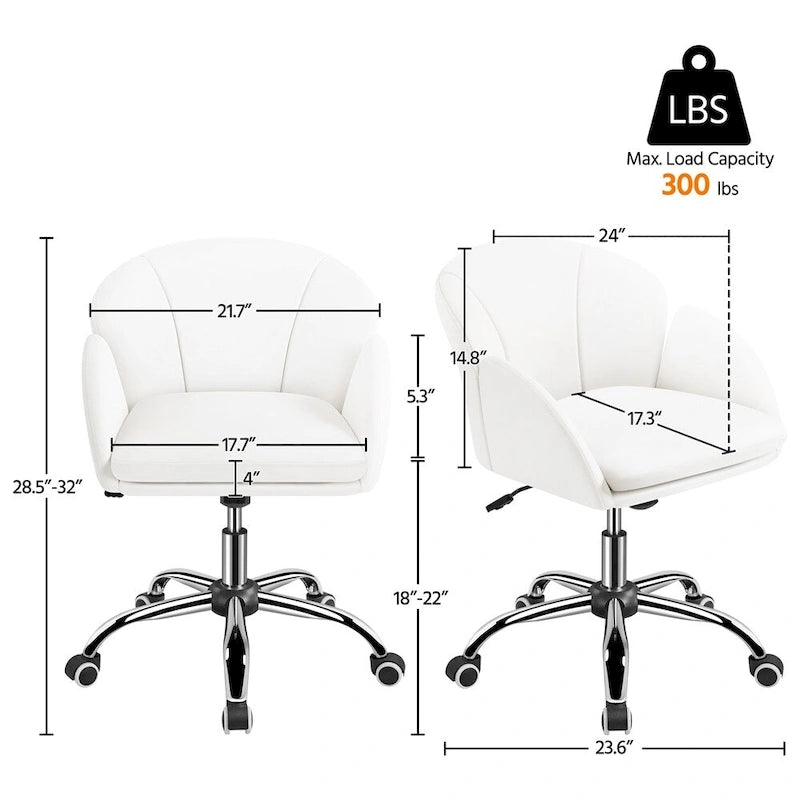 Draaibare accentfauteuil van fluweel met verstelbare hoogte en rugleuning in bloembladstijl