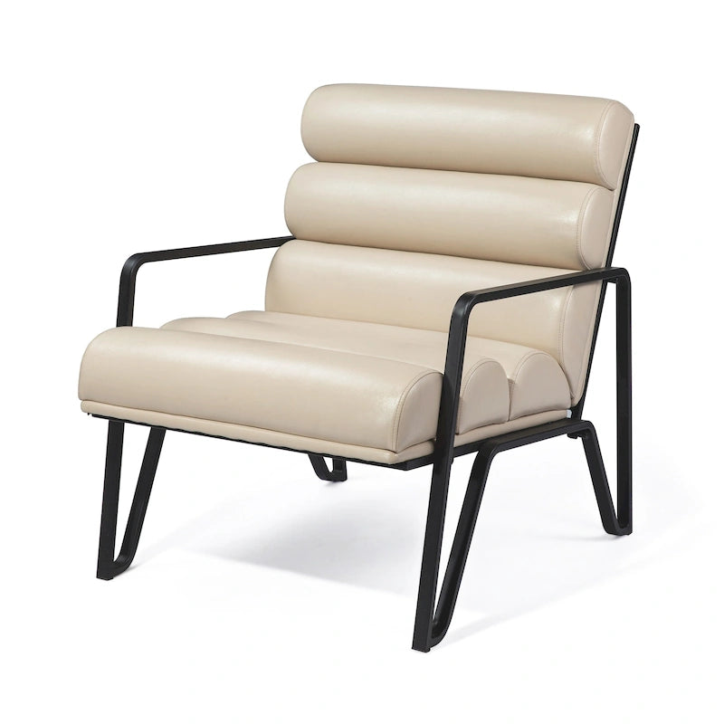 Modern Cloud Cushion Accent Chair with Sturdy Black Metal Frame