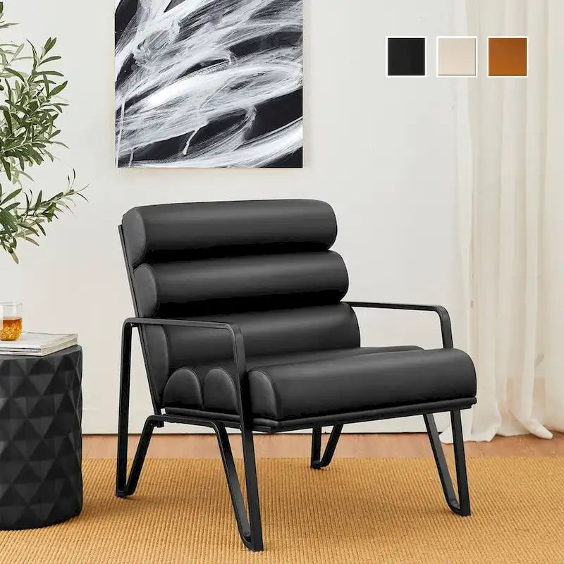 Modern Cloud Cushion Accent Chair with Sturdy Black Metal Frame