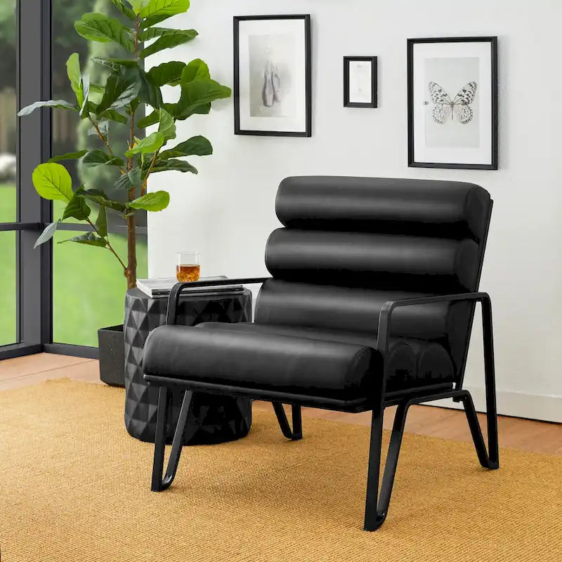 Modern Cloud Cushion Accent Chair with Sturdy Black Metal Frame