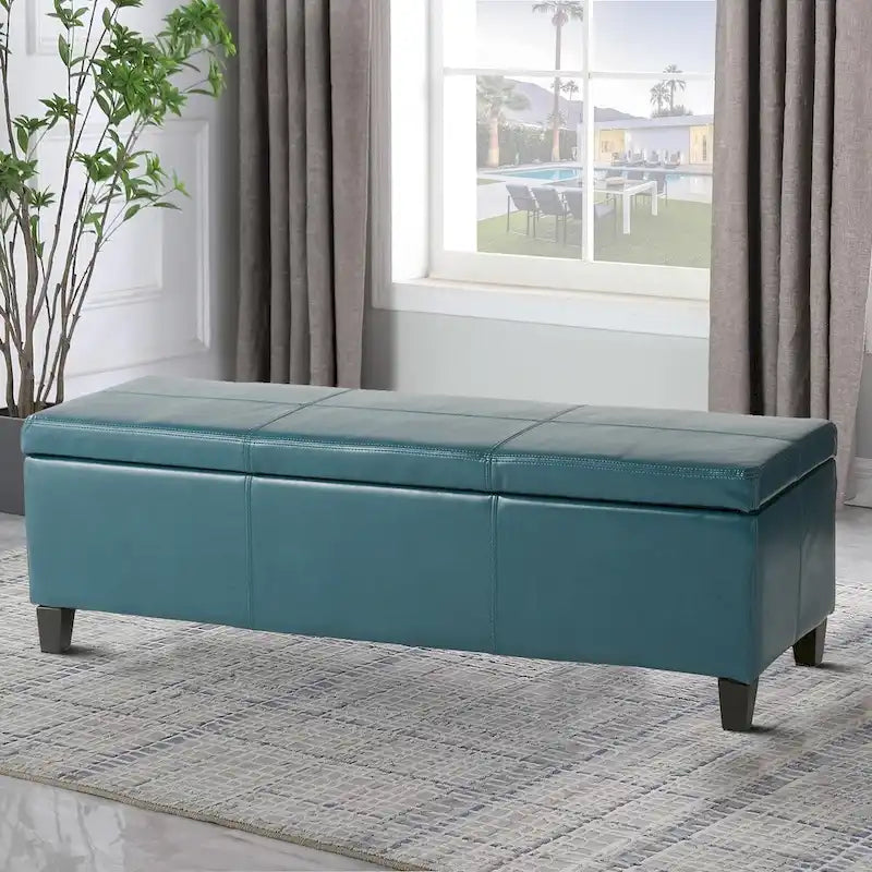 Upholstered Flip-Top Storage Bench with Wooden Legs and Fabric Seat