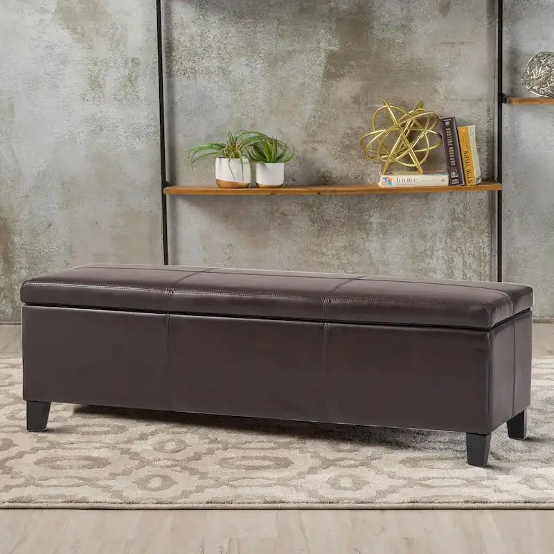 Upholstered Flip-Top Storage Bench with Wooden Legs and Fabric Seat