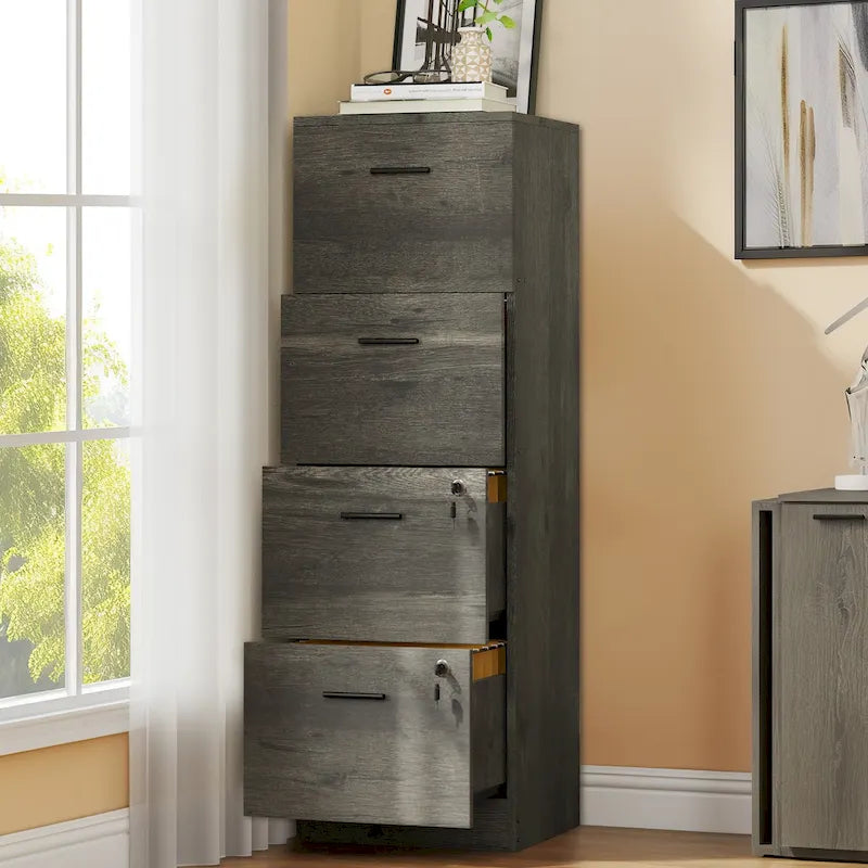 4-Drawer Vertical File Cabinet with Lock Ball-Bearing Slides Black