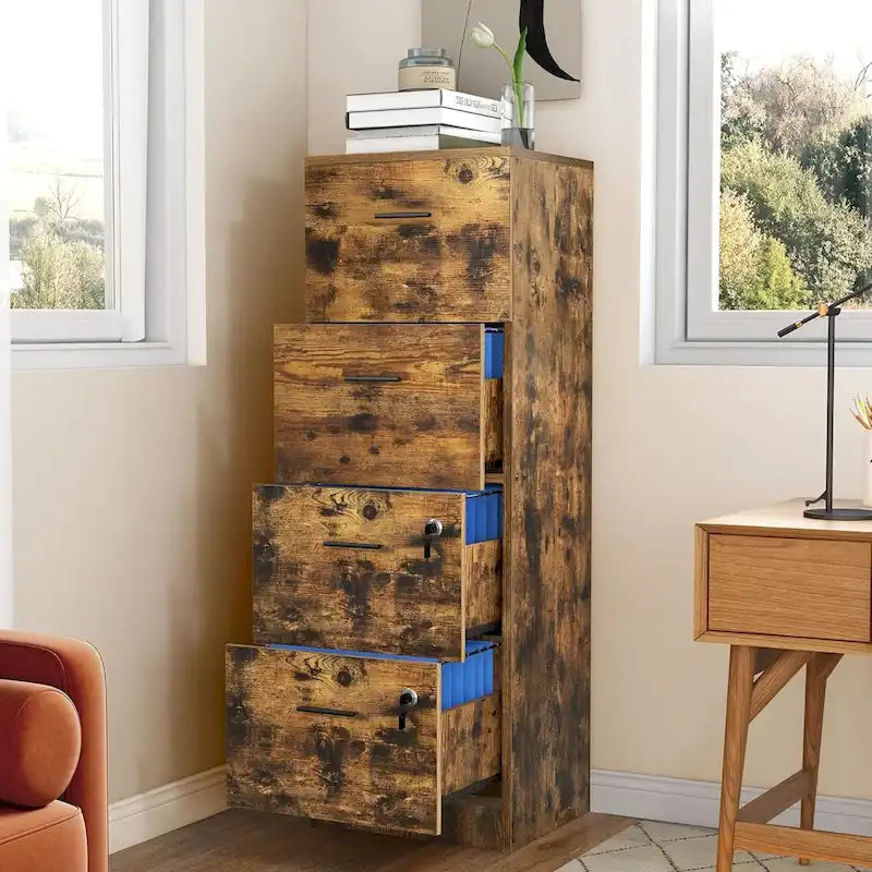 4-Drawer Vertical File Cabinet with Lock Ball-Bearing Slides Black