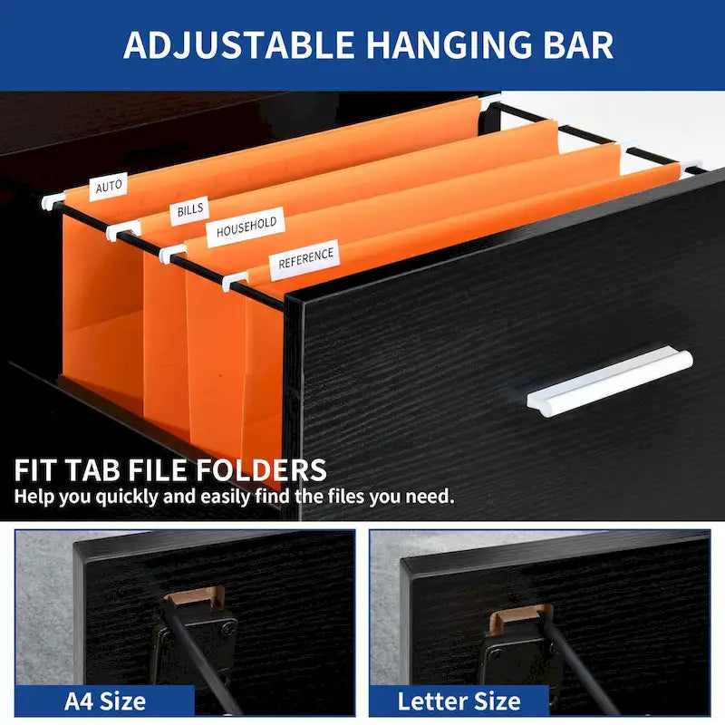 4-Drawer Vertical File Cabinet with Lock Ball-Bearing Slides Black