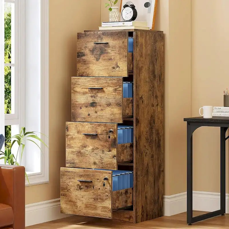 4-Drawer Vertical File Cabinet with Lock Ball-Bearing Slides Black