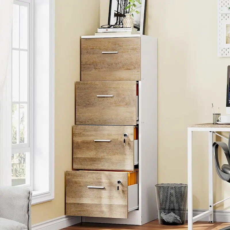 4-Drawer Vertical File Cabinet with Lock Ball-Bearing Slides Black