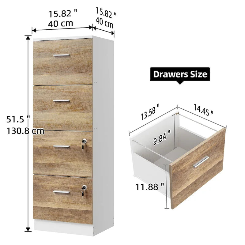 4-Drawer Vertical File Cabinet with Lock Ball-Bearing Slides Black