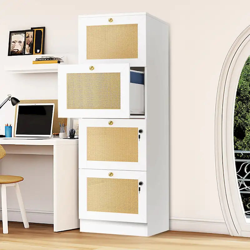 4-Drawer Vertical File Cabinet with Lock Ball-Bearing Slides Black