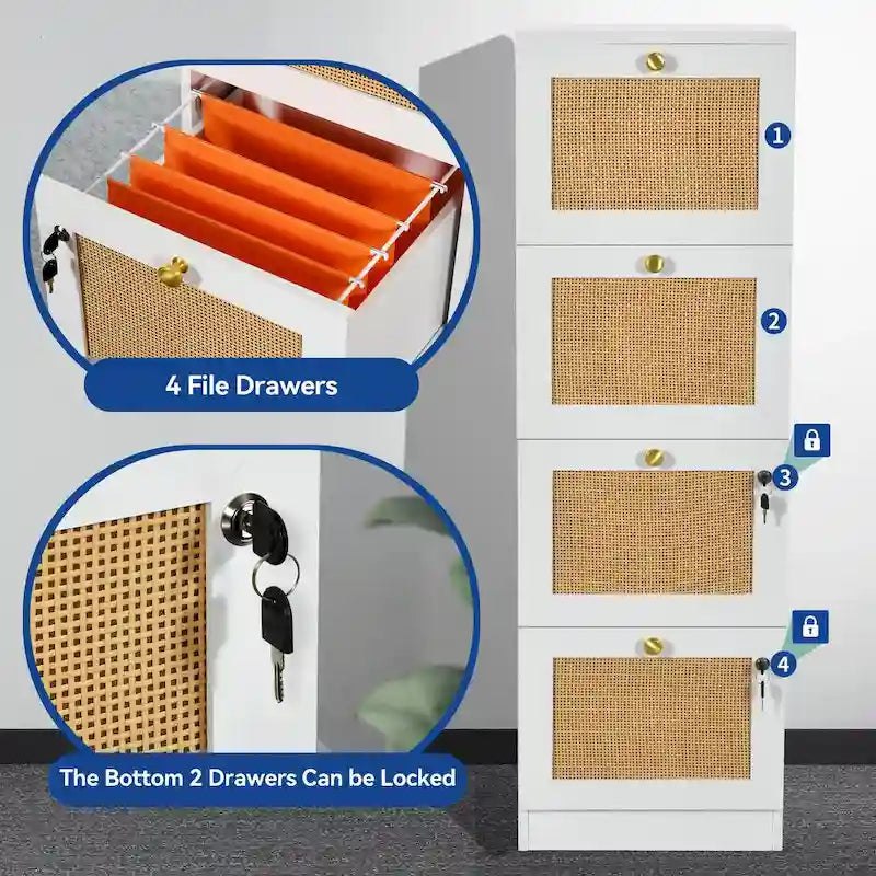 4-Drawer Vertical File Cabinet with Lock Ball-Bearing Slides Black