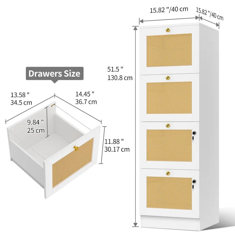 4-Drawer Vertical File Cabinet with Lock Ball-Bearing Slides Black