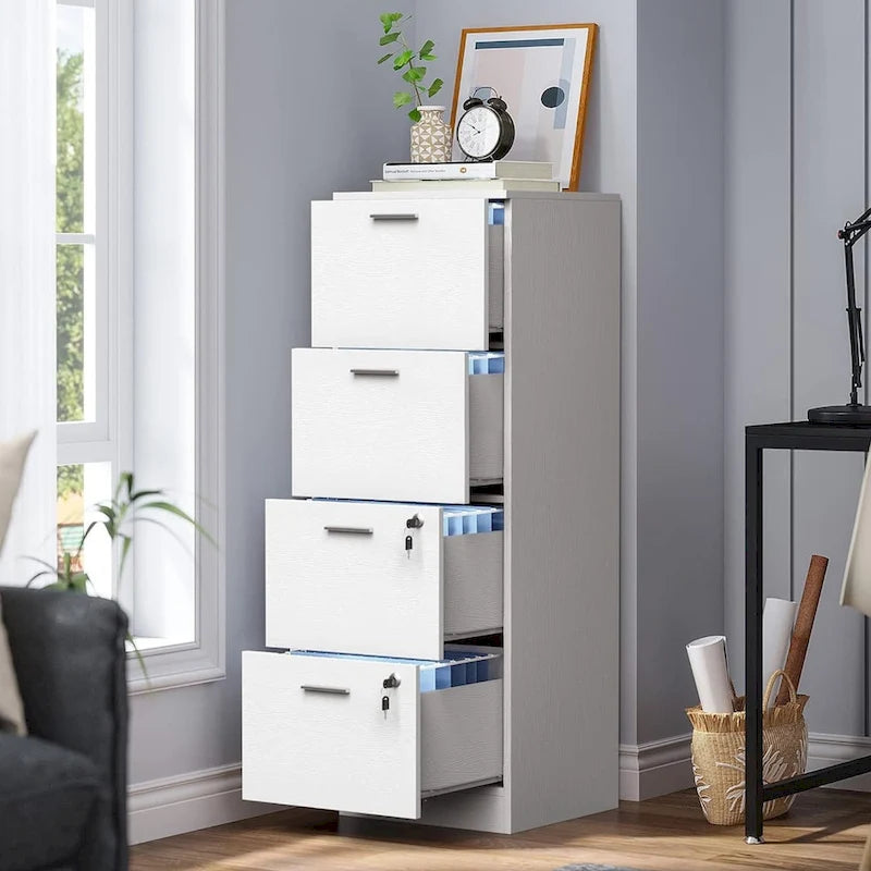4-Drawer Vertical File Cabinet with Lock Ball-Bearing Slides Black