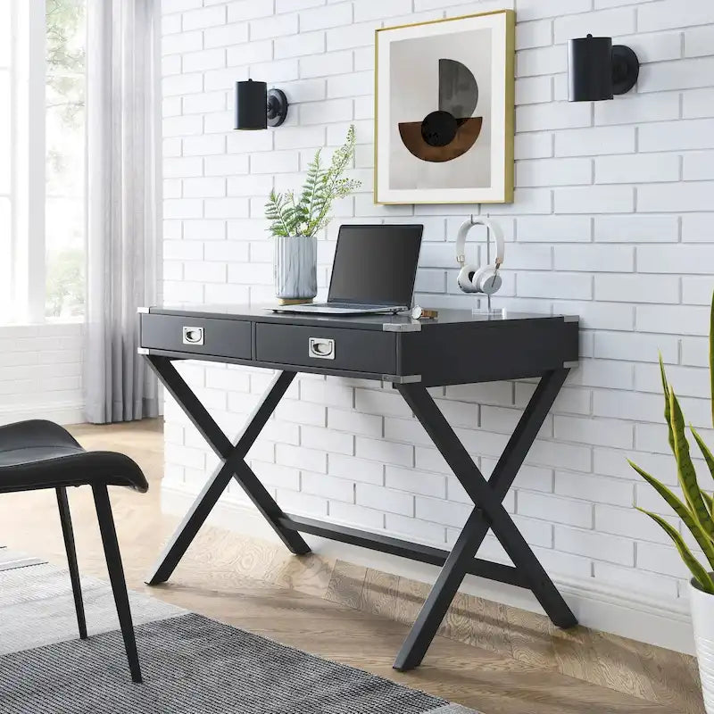 Solid Wood Computer Desk with Drawers and Storage, White Blue Red Black