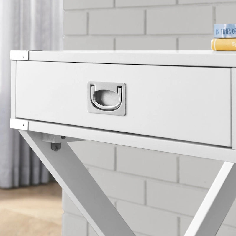 Computer-Schreibtisch aus Massivholz mit Schubladen und Stauraum, weiß, blau, rot, schwarz