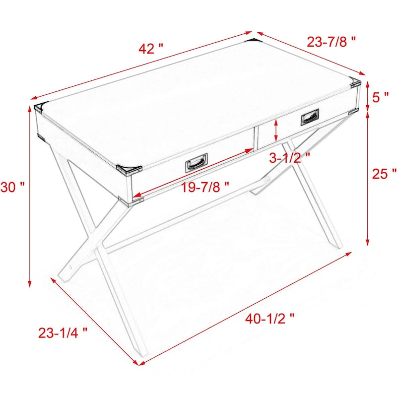 Solid Wood Computer Desk with Drawers and Storage, White Blue Red Black