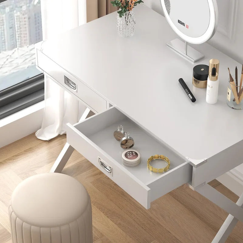 Computer-Schreibtisch aus Massivholz mit Schubladen und Stauraum, weiß, blau, rot, schwarz