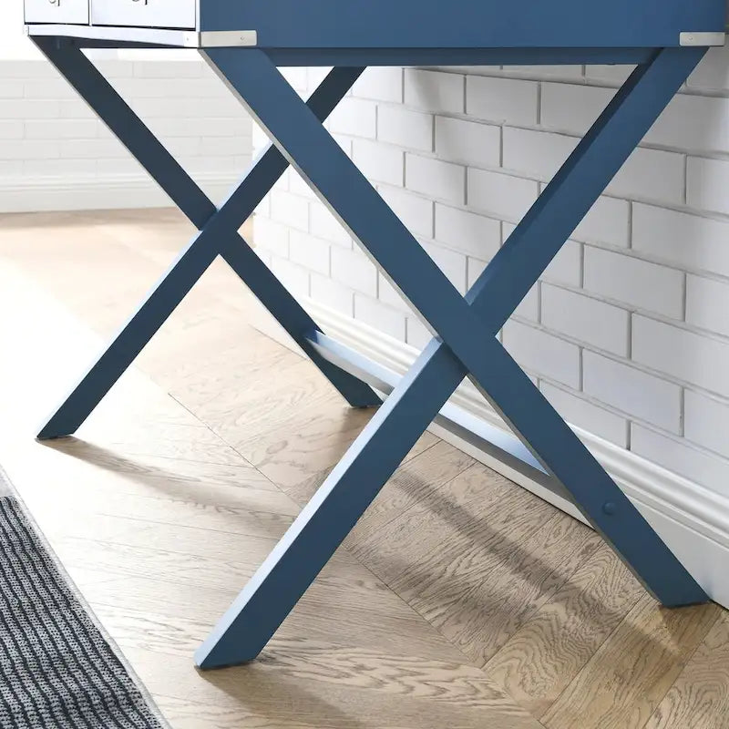 Computer-Schreibtisch aus Massivholz mit Schubladen und Stauraum, weiß, blau, rot, schwarz