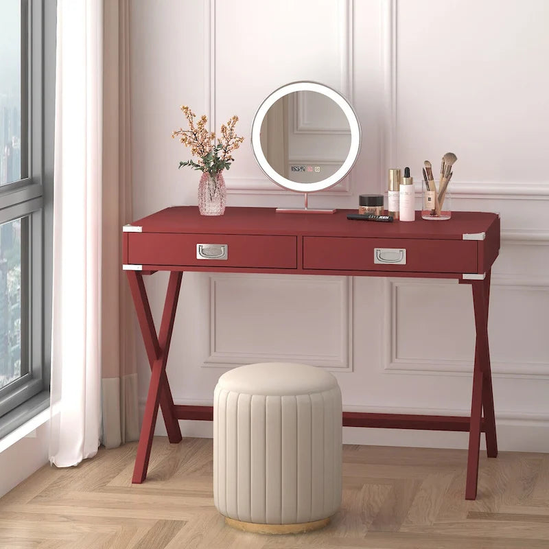 Computer-Schreibtisch aus Massivholz mit Schubladen und Stauraum, weiß, blau, rot, schwarz