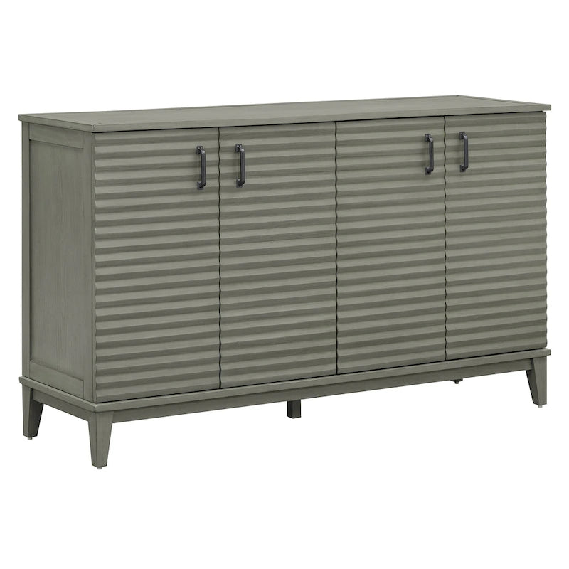 4-Door Retro Sideboard Buffet Cabinet with Adjustable Shelves, Navy Blue & Espresso