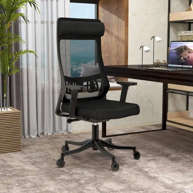Ergonomischer Bürostuhl mit Netzrückenlehne, verstellbarer Kopfstütze und Armlehnen