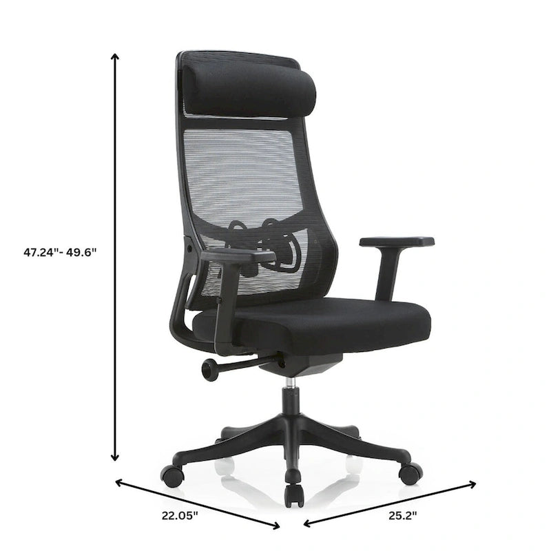 Ergonomischer Bürostuhl mit Netzrückenlehne, verstellbarer Kopfstütze und Armlehnen